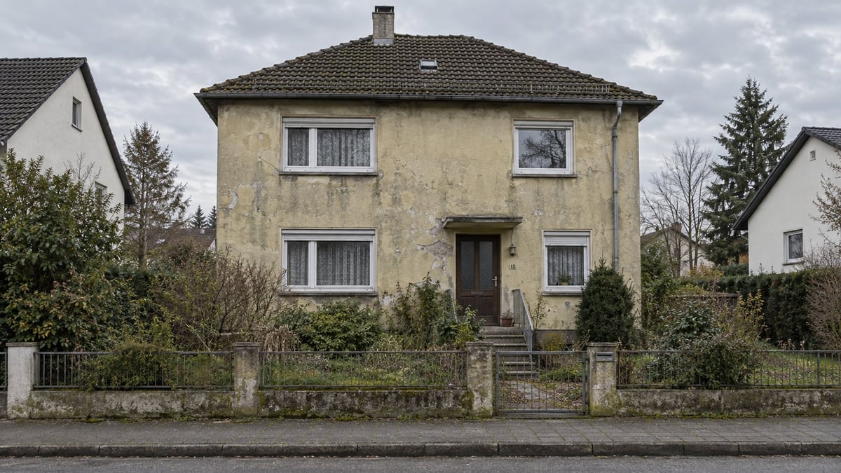 Alte Hausfassade mit verwittertem Putz – Vorher-Zustand
