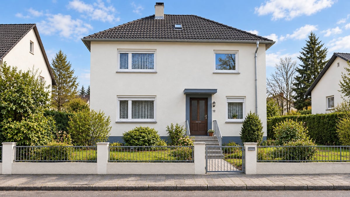Frisch sanierte Hausfassade – Nachher-Zustand